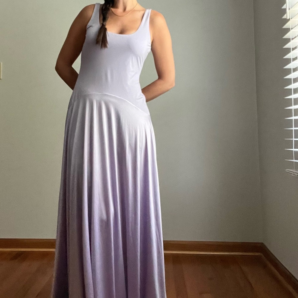 Rare London Lilac Curved Drop Waist Maxi Dress - Picture 6 of 7